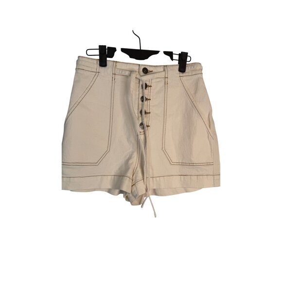 joie Size 28 High-Rise Button-Fly Off White Denim Shorts W/Front & Back Pockets - Picture 10 of 16